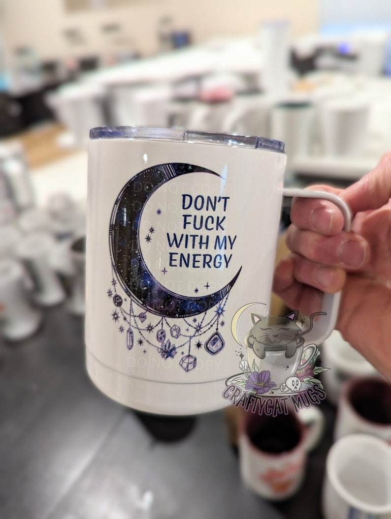 Witchy Gifts Gift for Her Travel Mug Don't Fuk with my Energy Moon Mug Witch Mug Personalized Gifts Witchcraft Travel Mug with Lid