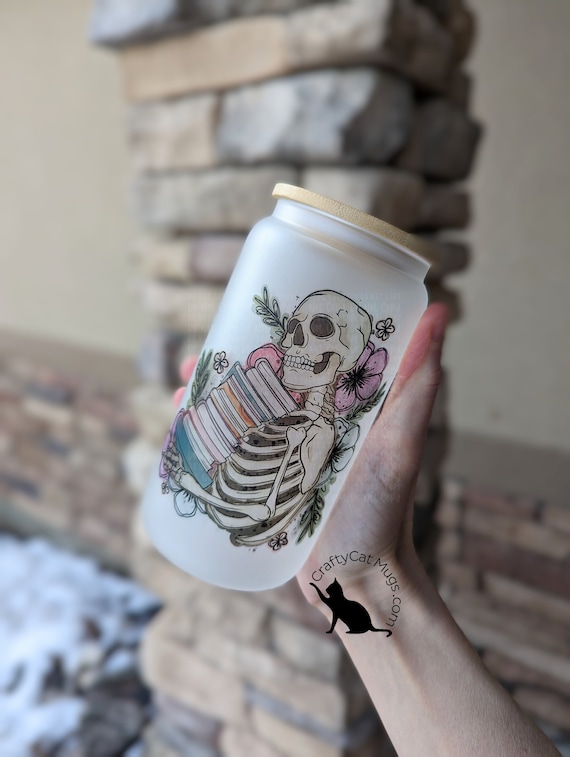 Skeleton Bookish Glass Cup | Book Reader Glass | Skellie Glass