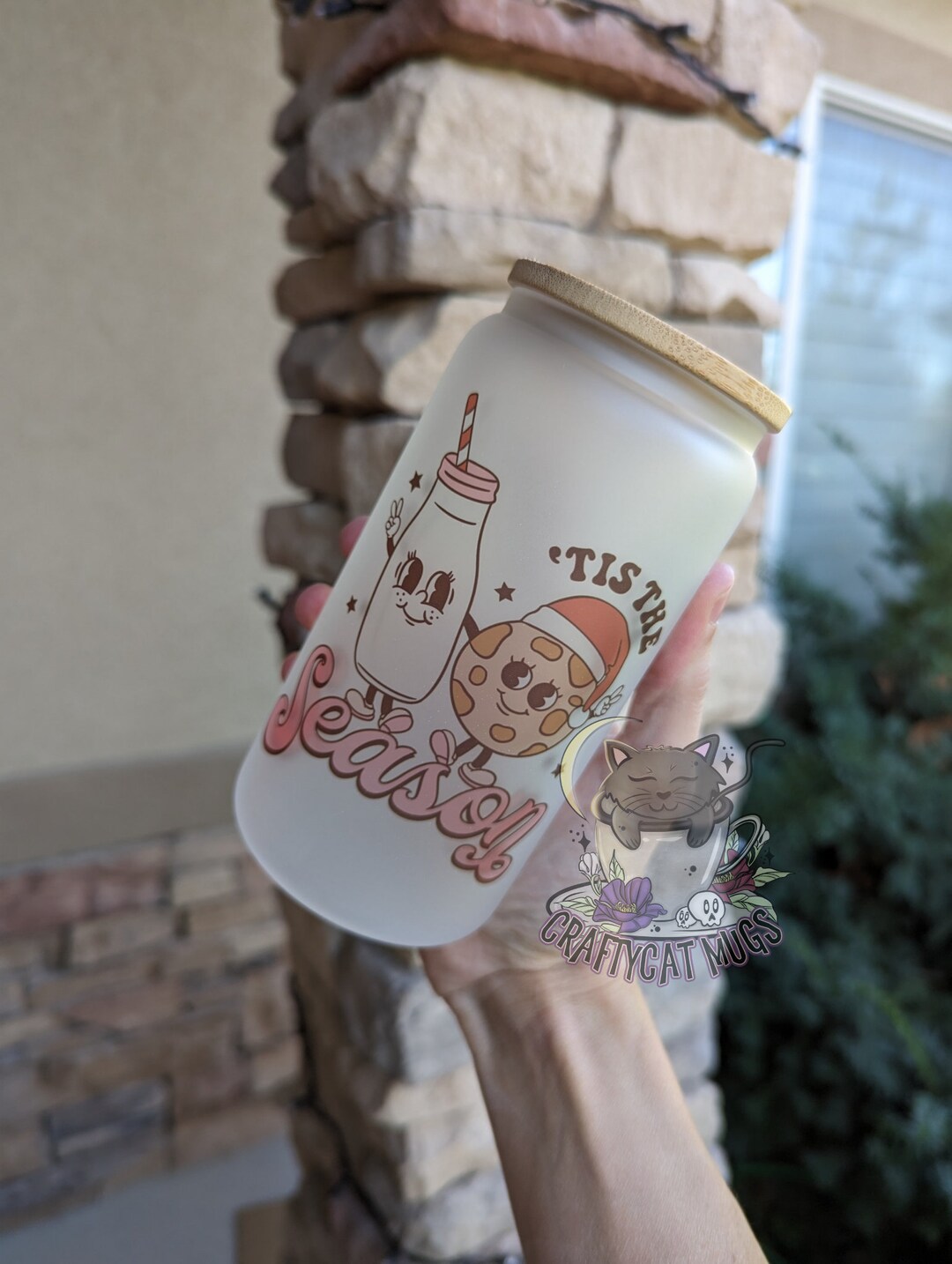 Frosted Glass Can | Iced Coffee Cup | Retro Christmas Cup - Etsy