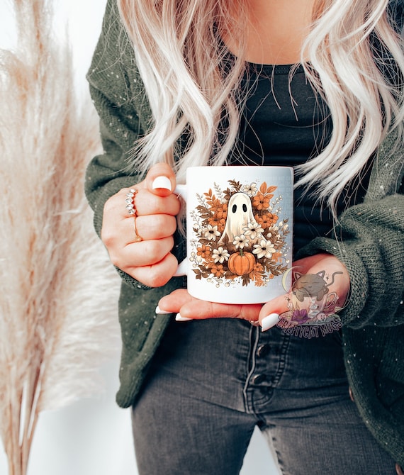 Cute Fall Ghost Mug | Spooky Pumpkin Mug