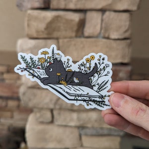 New Cat Colors Added Cat Sticker Black Cat on Books Sticker Orange Cat Sticker Grey Cat Cute Sticker Bookish Sticker image 4