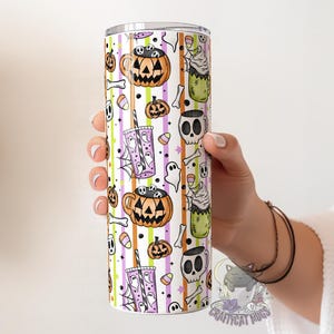 Cute Spooky Tumbler Ghost, Skulls and Pumpkins Cup | Halloween Tumbler | Spooky Things