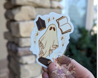 Cottagecore Ghost Sticker | Bookish Ghost Sticker | Cute Spooky Halloween Sticker
