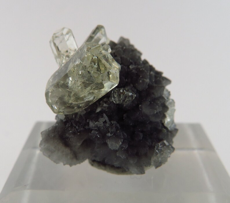 Gem Barite Crystals on Druzy Quartz Meikle Mine, Nevada image 2