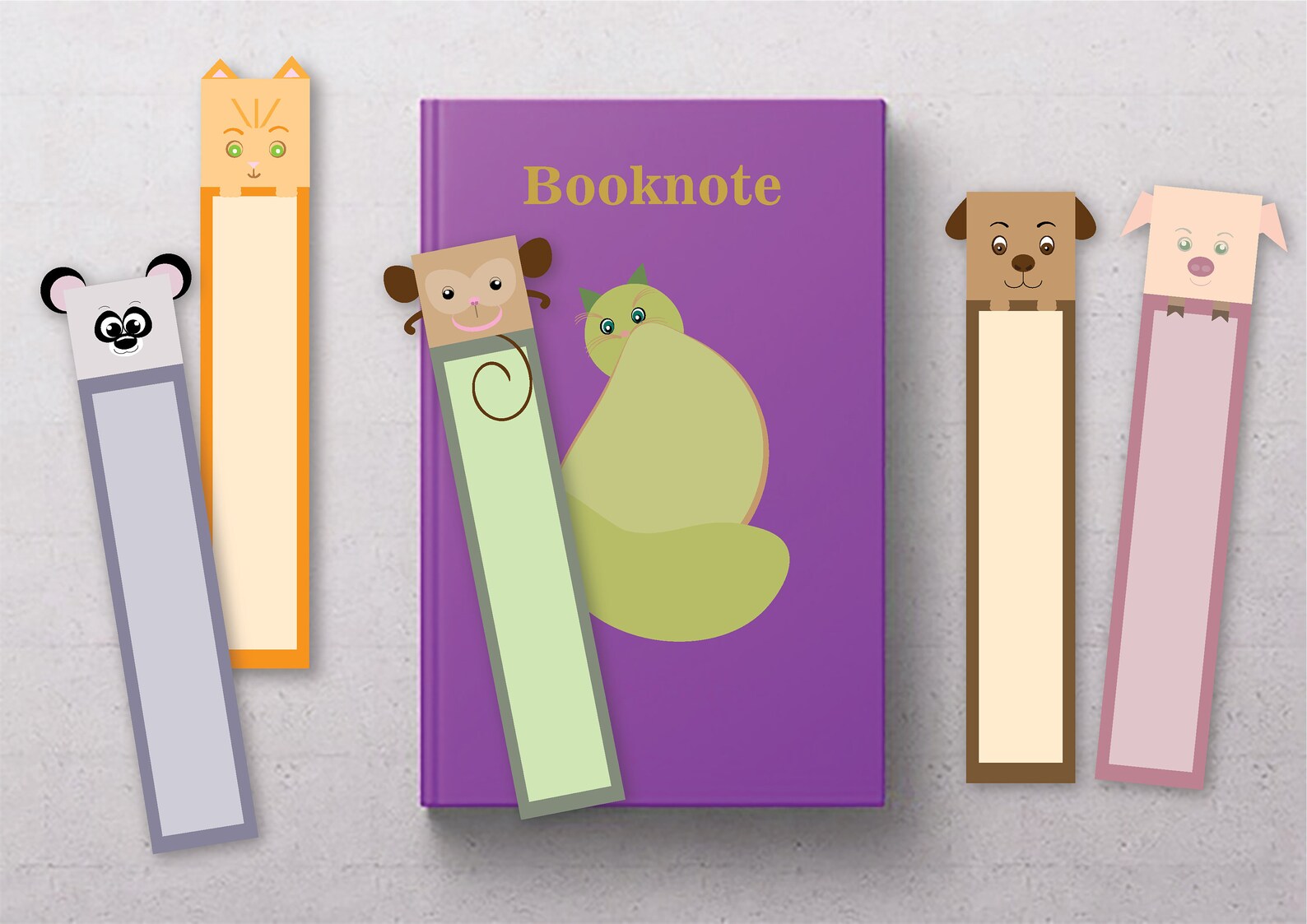 5 Printable Bookmark With Cute Animal For Kids Bookmarks Etsy