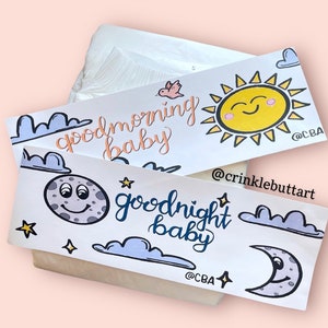 ABDL Diaper Tapes Set of *2*,  “Good Morning & Goodnight Baby”