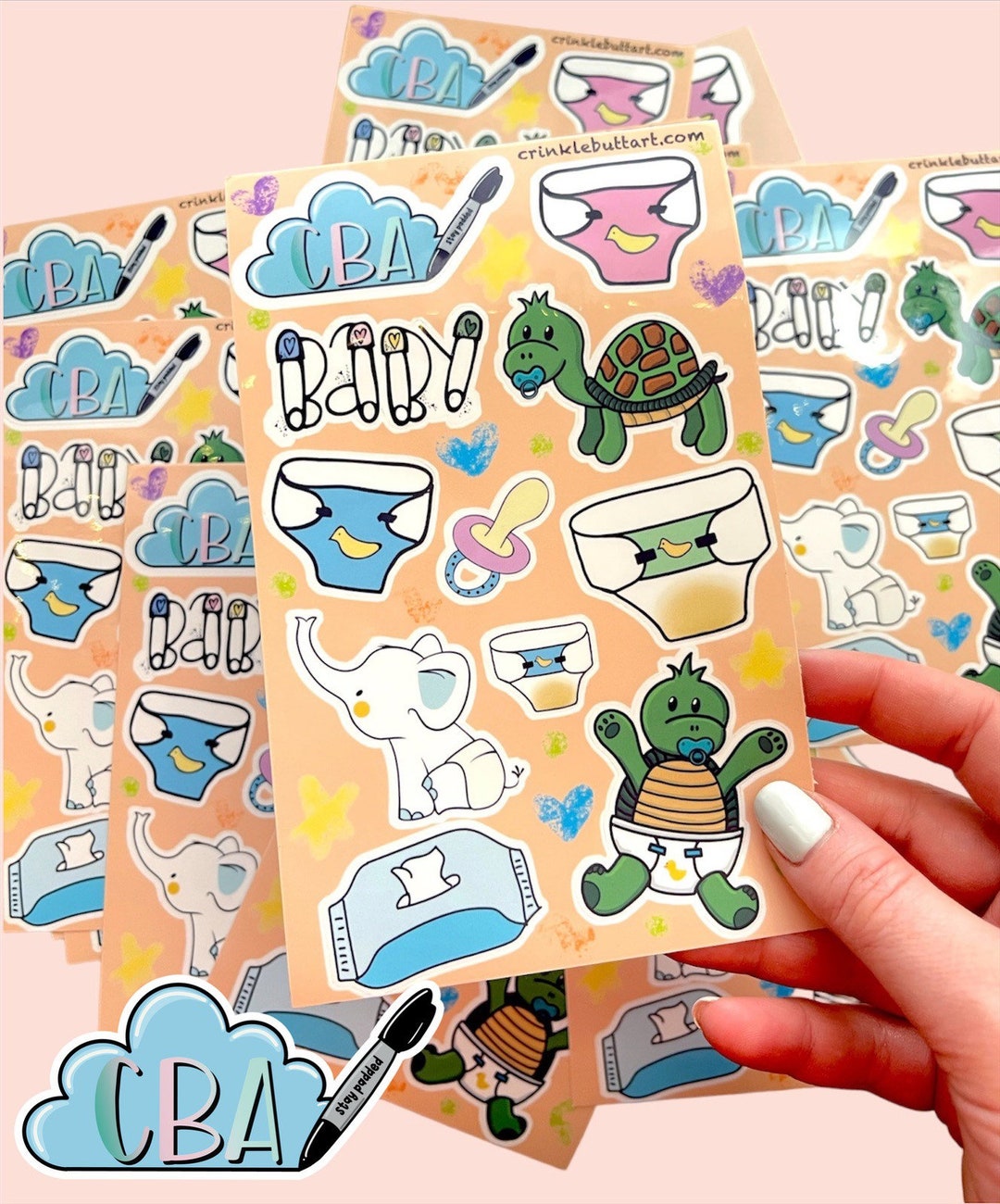 ABDL Sticker Sheet, Adult Stickers, Cute Diaper Decorations “benny ...