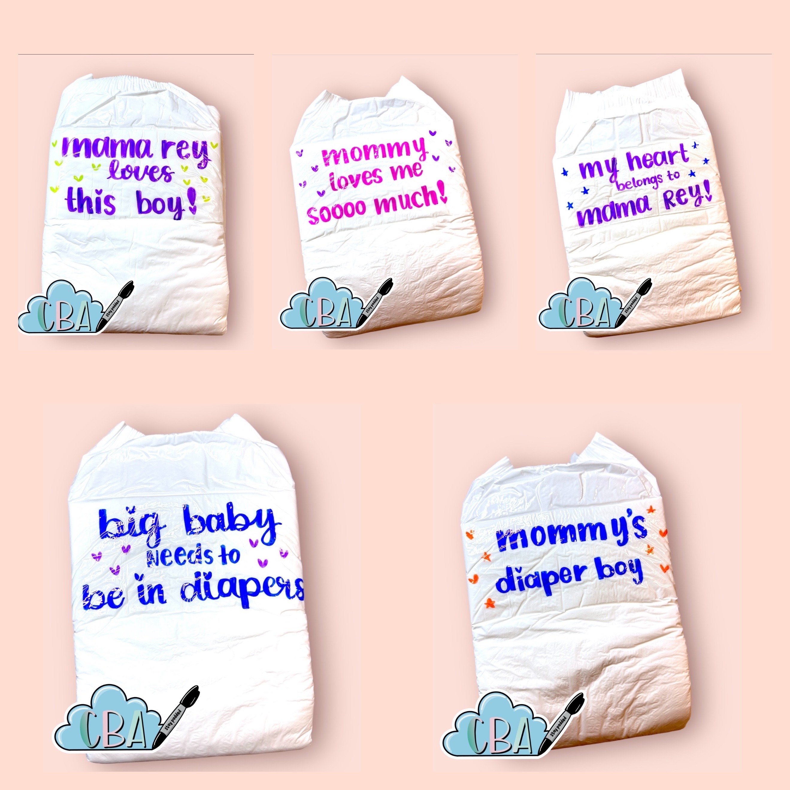 ABDL Adult Baby Diapers mommy Rey Loves You Set Set of 5 Adult Diapers -  Etsy