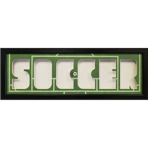 Soccer photo collage &quot;Letter Frame&quot; Handcrafted 9 X 25.5 X .75 - Your Choice of Print, White or Black Mat.