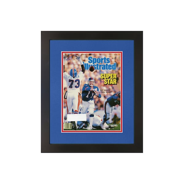 Framed Phil Simms Sports Illustrated, February 1987, New York Giants Colors
