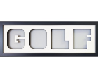 Collage de fotos de golf blanco "Marco de letras" Hecho a mano 9 X 25,5 X 0,75