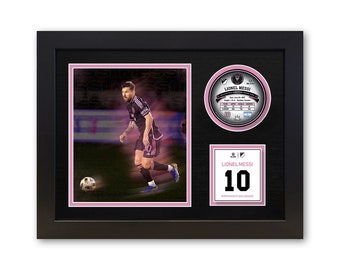 Lionel Messi in Black Jersey - Framed Image and Authentic SIGNABLE Collectible