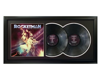 Rocketman - Film-Soundtrack - Gerahmtes Doppelalbum - 45 x 90 cm - Gerahmtes Vinyl - Schwarzer Rahmen