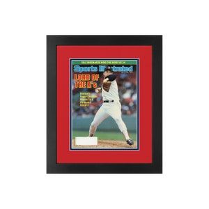 Roger Clemens, Original Sports Illustrated Magazine May 12, 1986 Issue. Framed in Boston Red Sox Team Colors