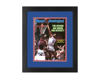 Julius "Dr, J." Erving, Original Sports Illustrated Magazine February 28, 1983 Issue. Framed in Philadelphia 76ers Team Colors