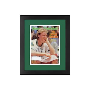 Larry Bird, Original Sports Illustrated Magazine March 3, 1986 Issue. Framed in Boston Celtics Team Colors