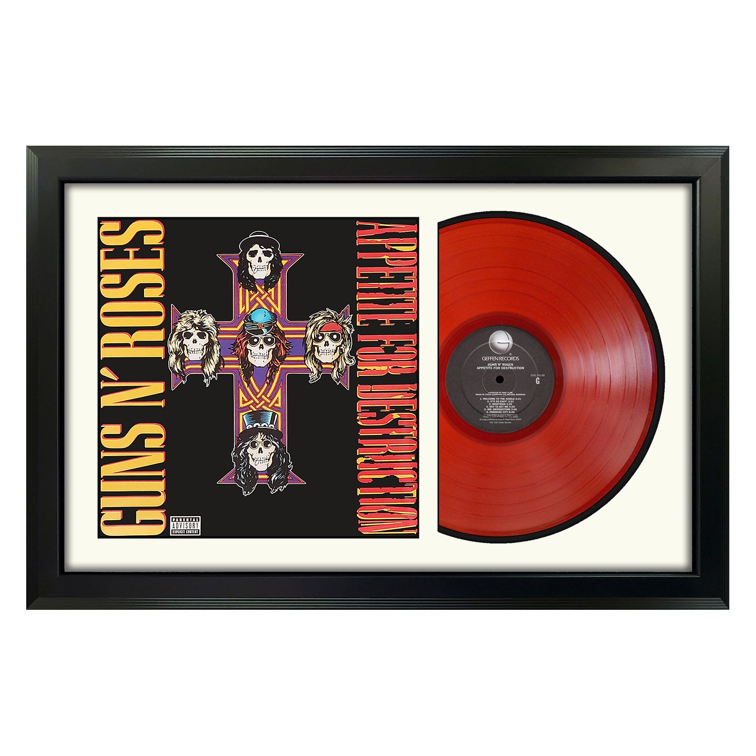 Guns N Roses Appetite for Destruction RED VINYL Framed Vinyl Record 