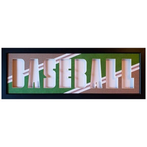 Baseball Photo Collage &quot;letter frame&quot; Handcrafted 9 X 25.5 X .75 - Your Choice of Print, White or Black Mat.