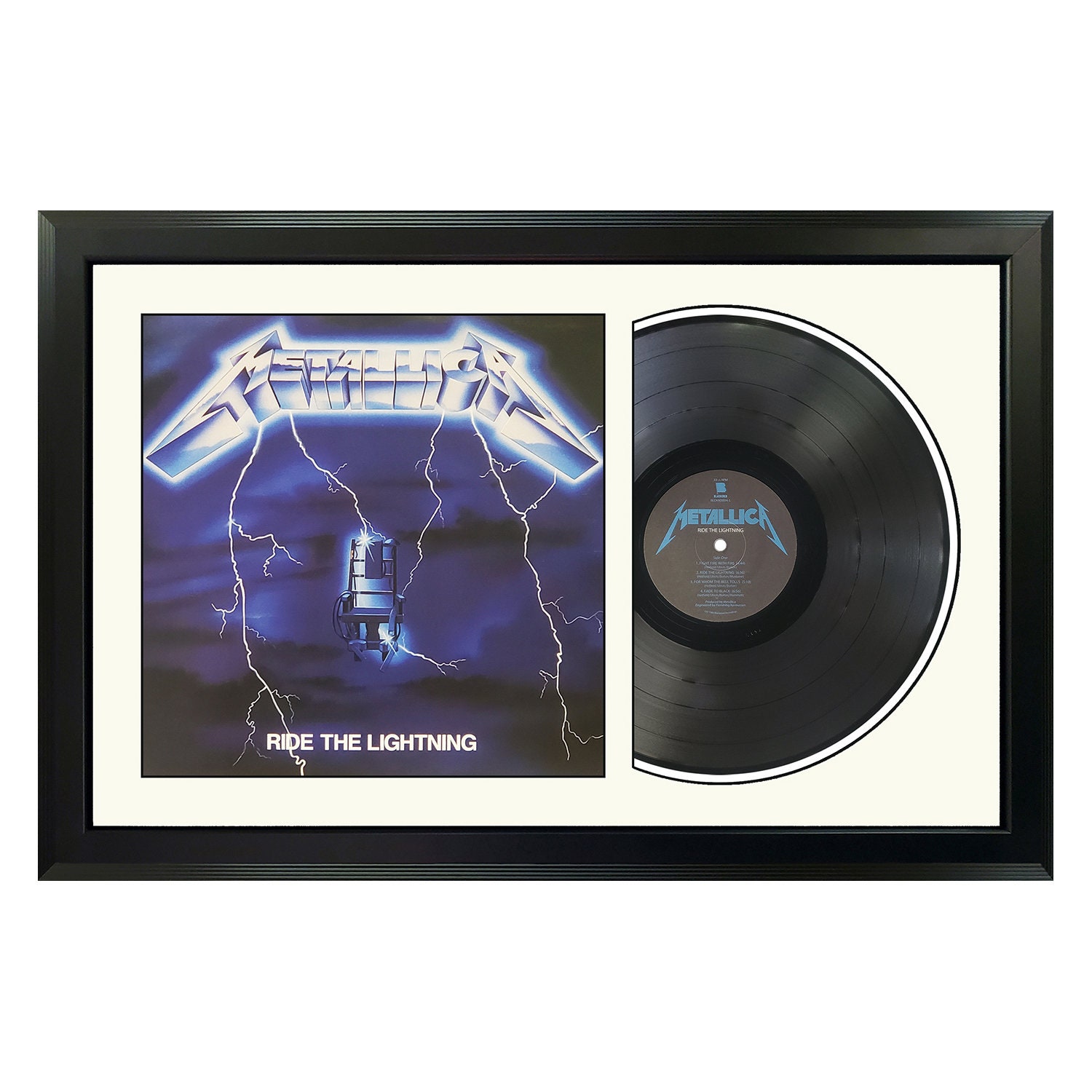 Ride the Lightning by Metallica Vinyl LP Record Framed and Ready to Hang,  Music Gift,display, Wall Art 