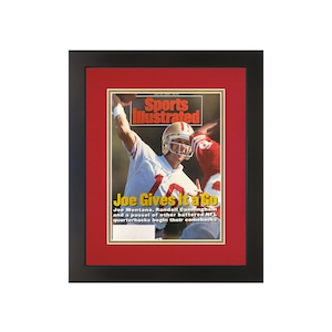 Joe Montana, Original Sports Illustrated Magazine July 27, 1992 Issue. Framed in San Francisco 49ers Team Colors
