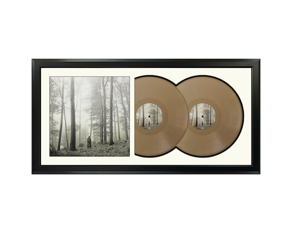 Taylor Swift Folklore taylor's Version Framed Double Colored Vinyl Album  White Mat and Black Frame. 17.5 X 34.5 