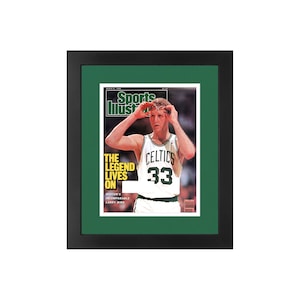 Larry Bird enmarcado, revista Sports Illustrated, 1988, colores de los Boston Celtics