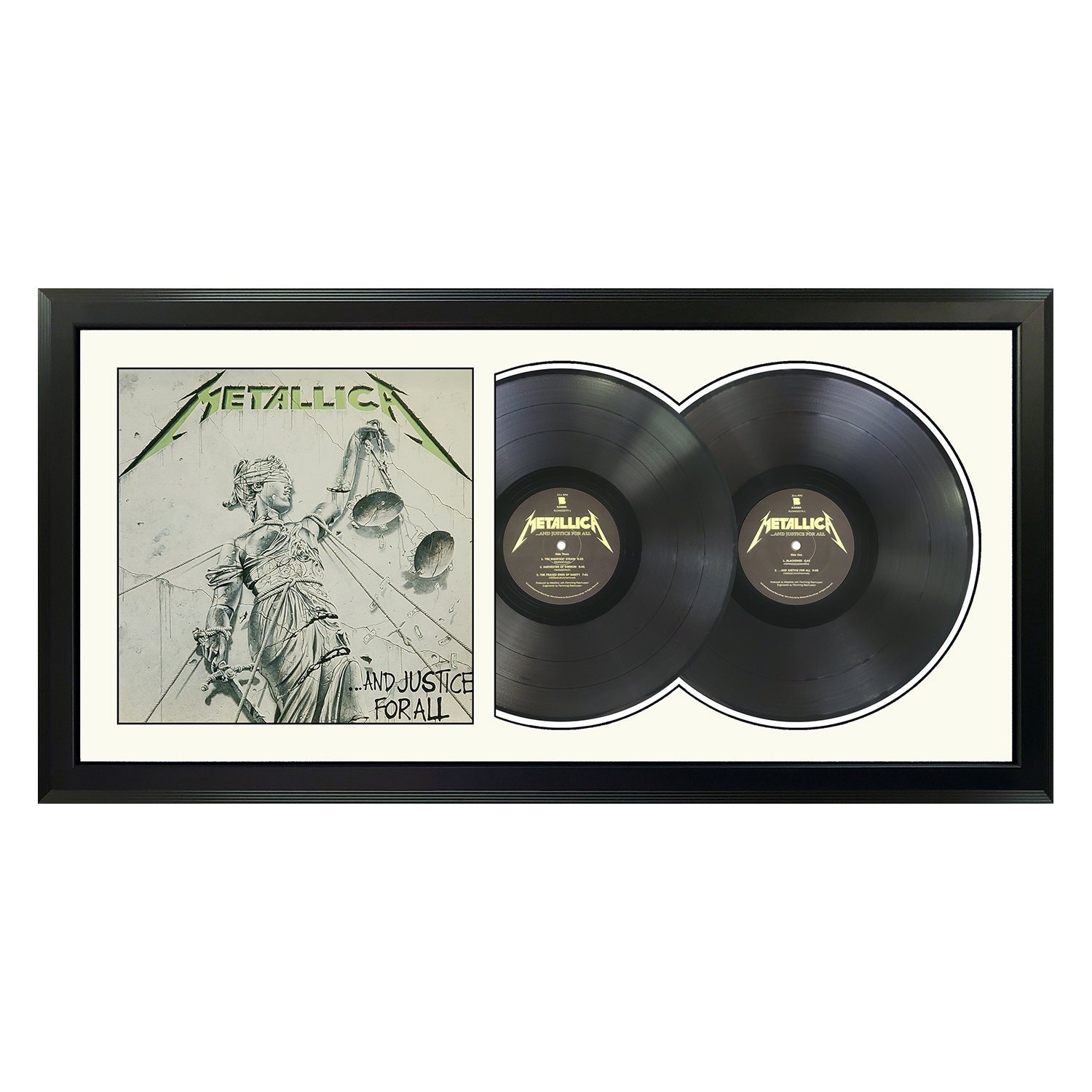 Metallica and Justice for All 17.5 X 34.5 Framed Vinyl White Mat and  Black Frame 