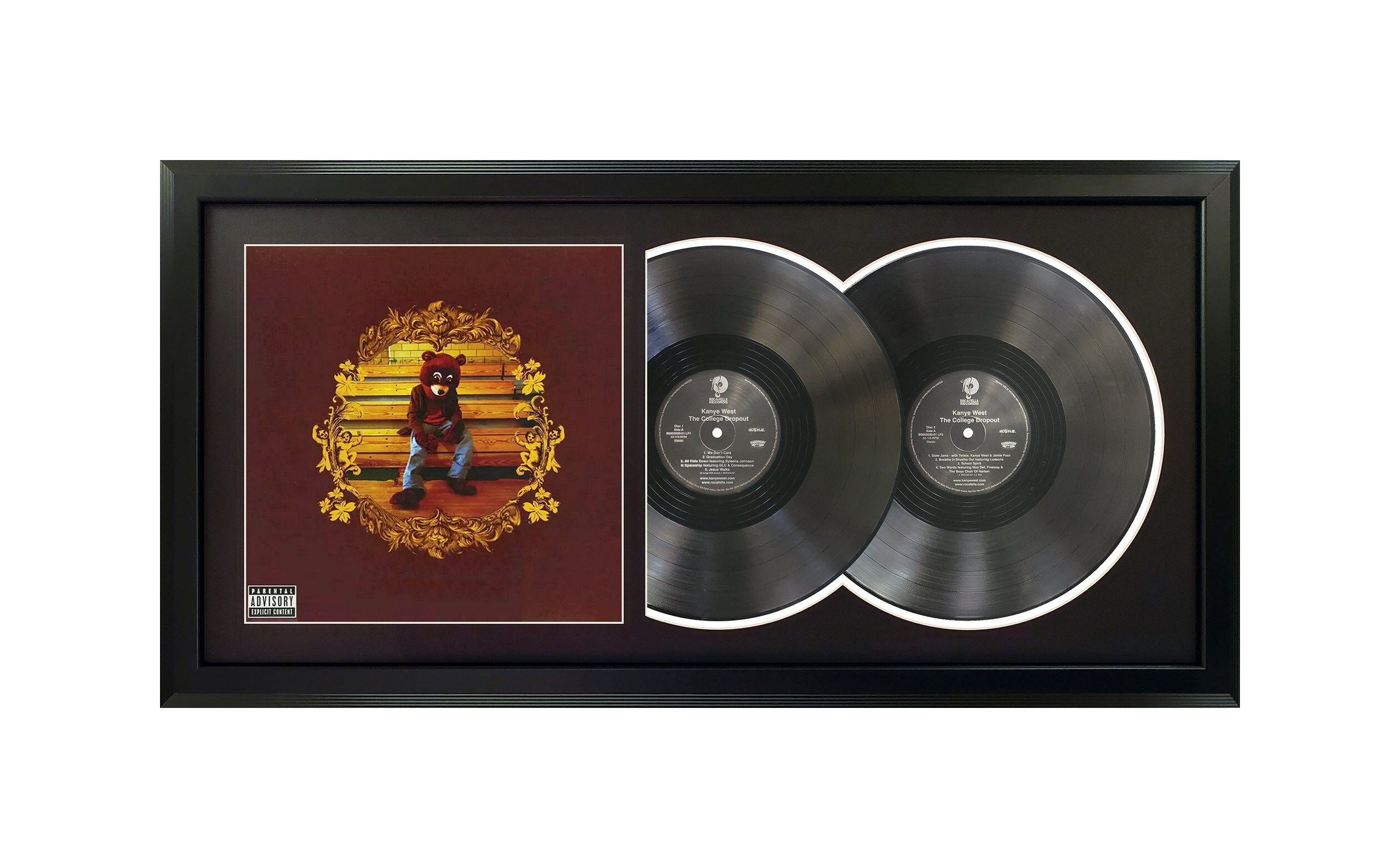 Kanye West The College Dropout 17,5 x 34,5 Vinile incorniciato Tappetino  nero e cornice nera -  Italia