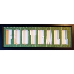 Football photo collage &quot;Letter Frame&quot; Handcrafted 9 X 25.5 X .75 - Your Choice of Print, White or Black Mat.