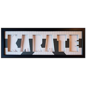 Karate photo collage &quot;Letter Frame&quot; Handcrafted 9 X 25.5 X .75 - Your Choice of Print, White or Black Mat.