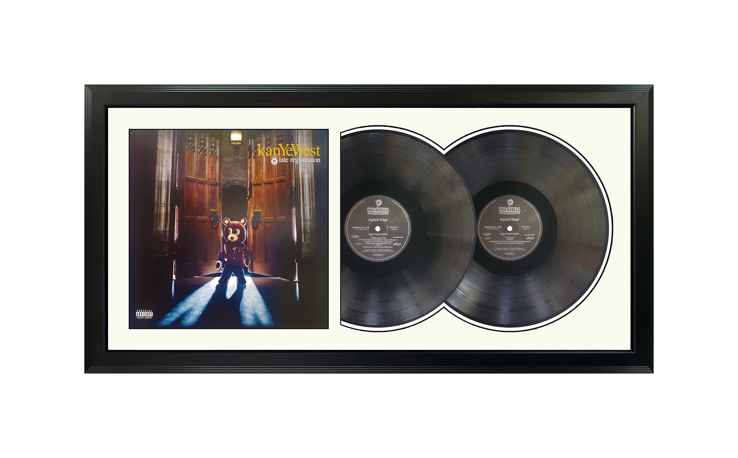 Kanye West Late Registration 17.5 X 34.5 Framed Vinyl White Mat and Black  Frame 