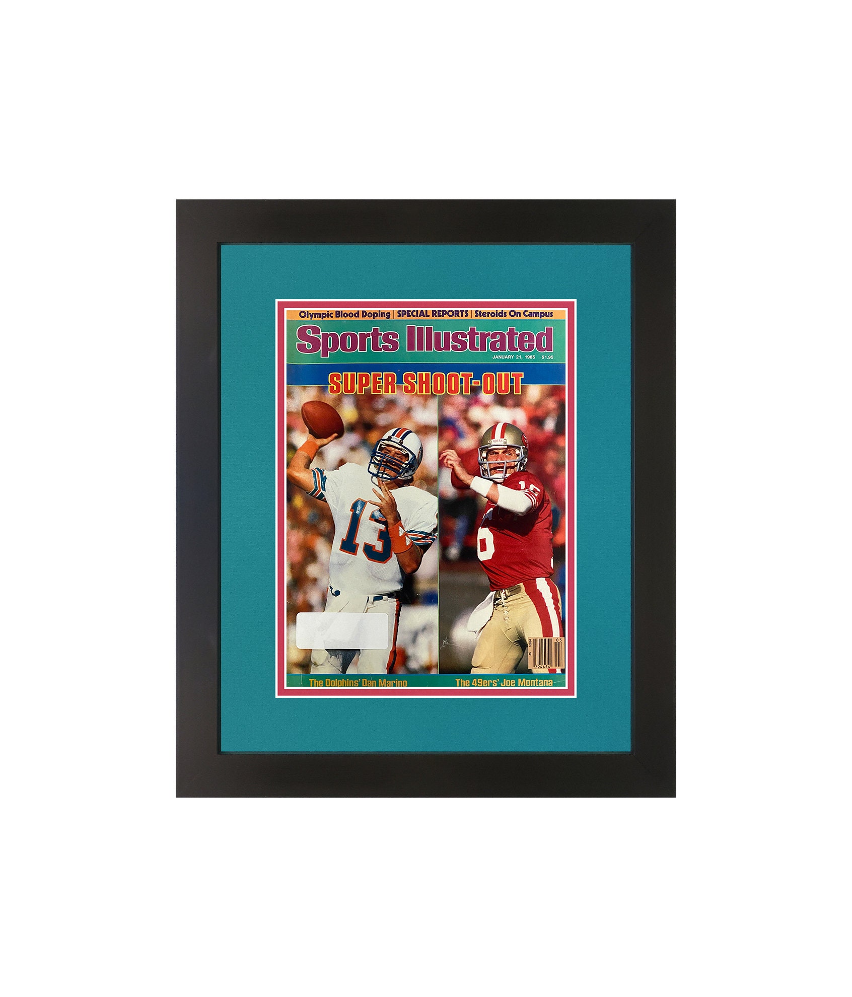 Memorabilia Miami Dolphins and Joe Montana SF 49ers Framed Dan Marino