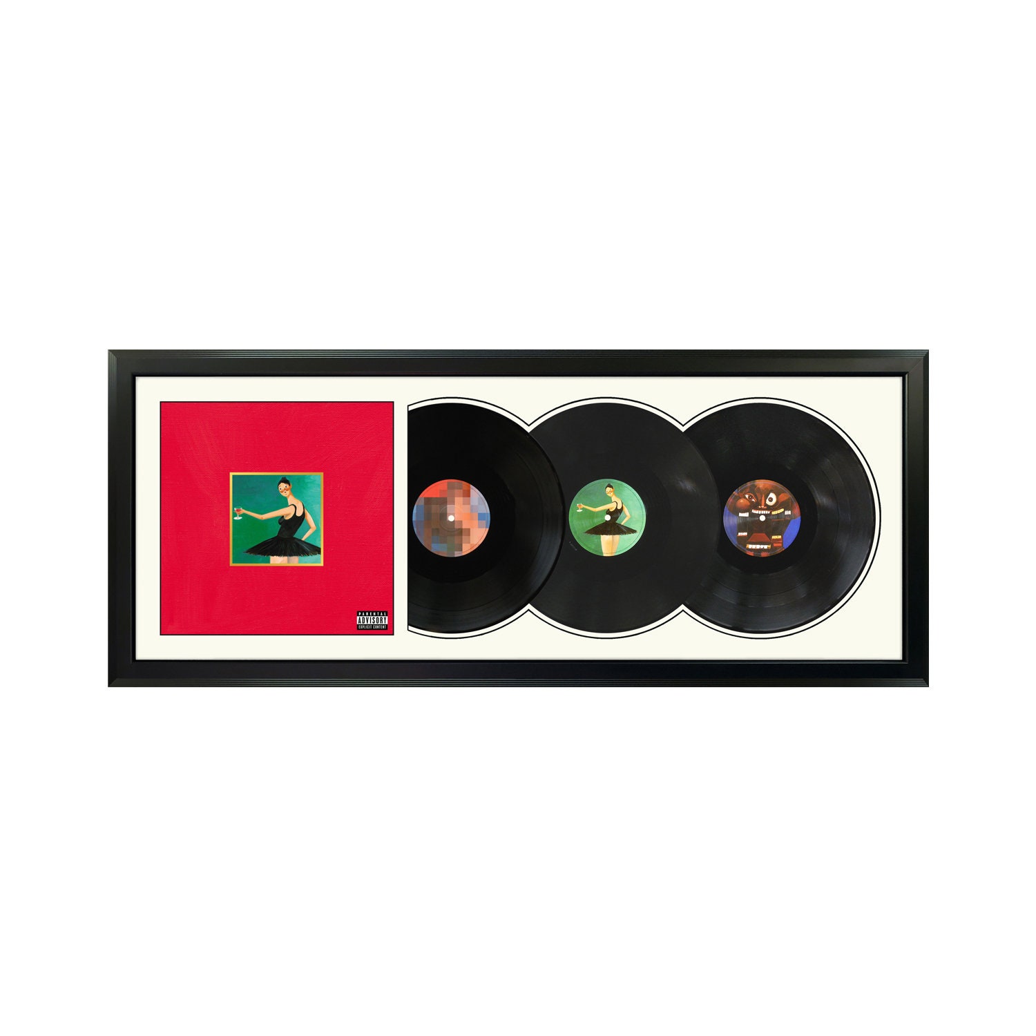 Kanye West My Beautiful Dark Twisted Fantasy Album in vinile incorniciato  White Mat e Black Frame. 17,5 x 42,5 -  Italia