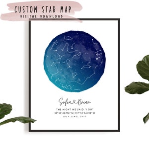 Custom Star Night sky map | digital download 1st wedding unique paper anniversary newborn gift
