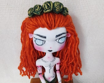 One of kind Mermaid art collectible doll, Ooak Soft Sculpture, Rag art siren figurine, Unique Creepy Cute fantasy mermaid, Goth cloth doll