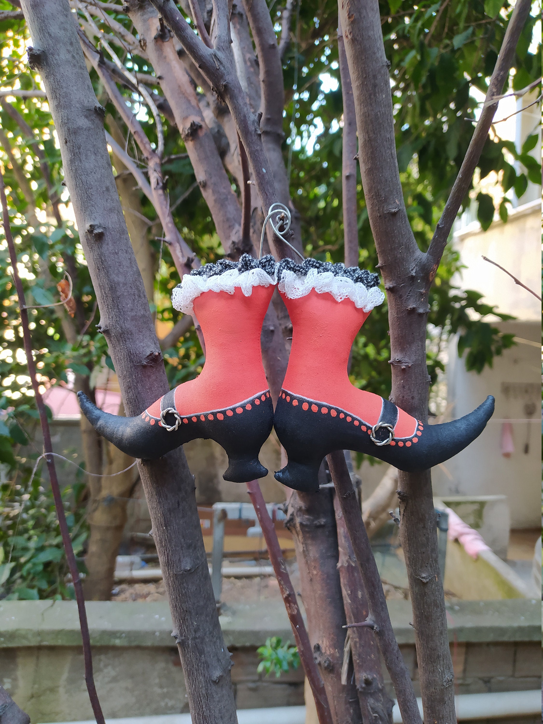 Orange Witch Shoes Halloween Decor 