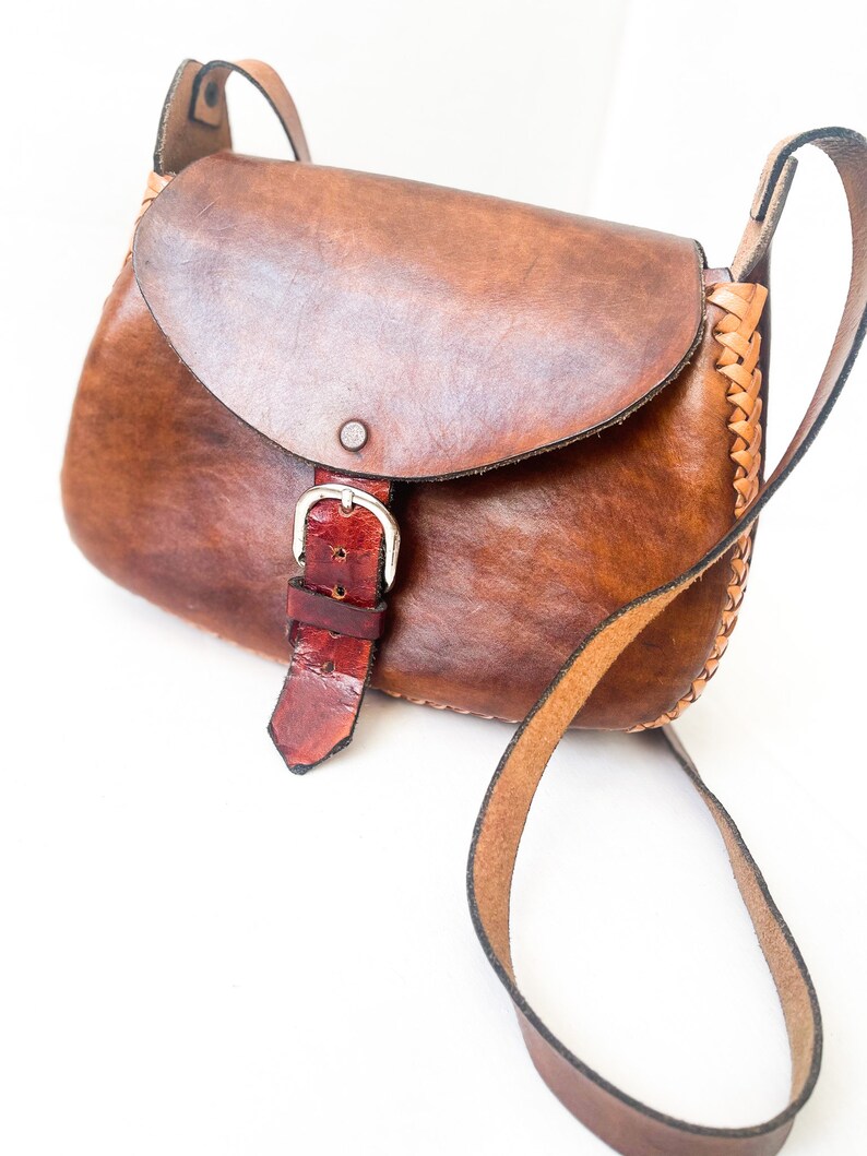 Handtooled Leather Purse Vintage Handmade Leather Purse