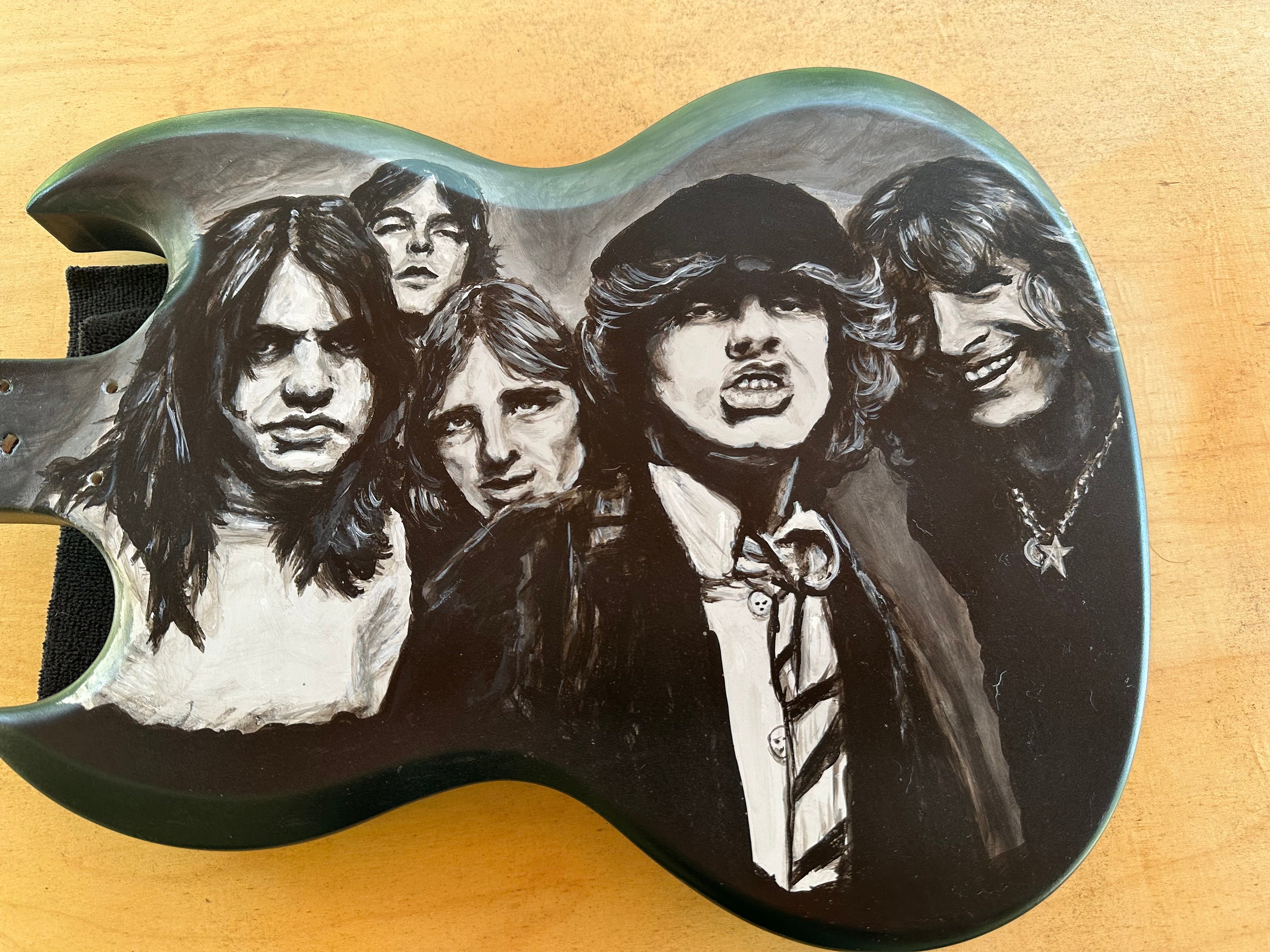 AC/DC Hand Painted Guitar - Etsy