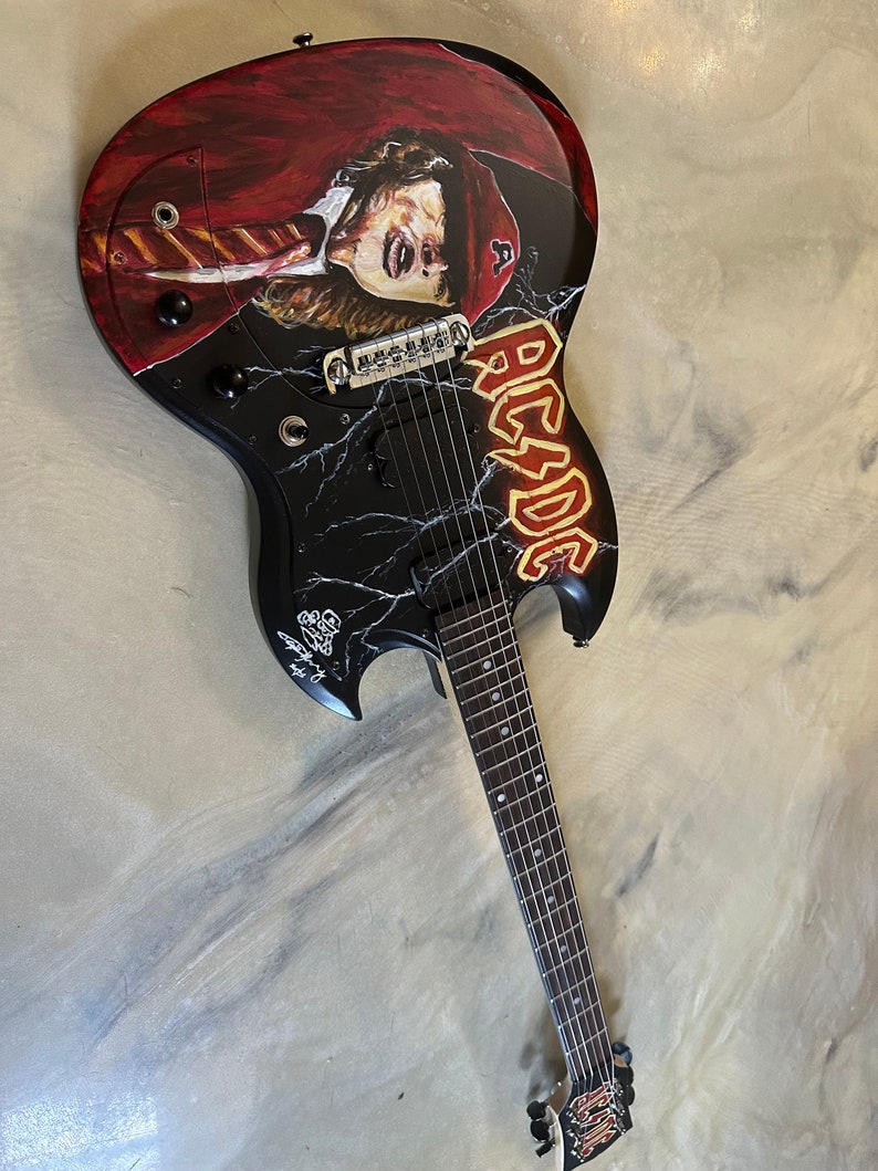 AC/DC Hand Painted Guitar - Etsy