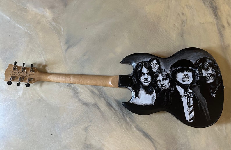 AC/DC Hand Painted Guitar - Etsy