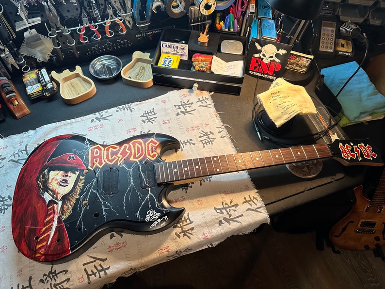 AC/DC Hand Painted Guitar - Etsy