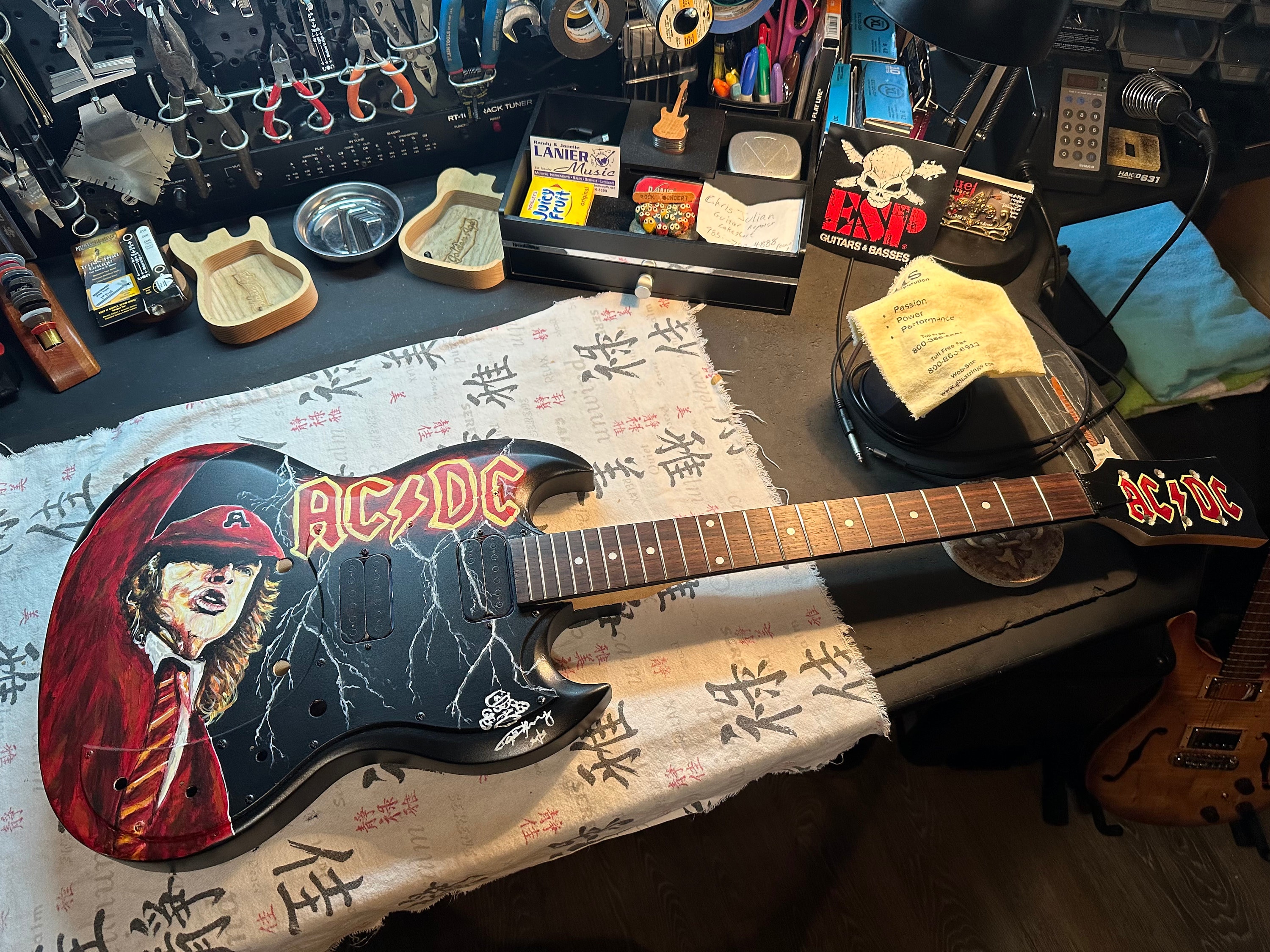 AC/DC Hand Painted Guitar - Etsy