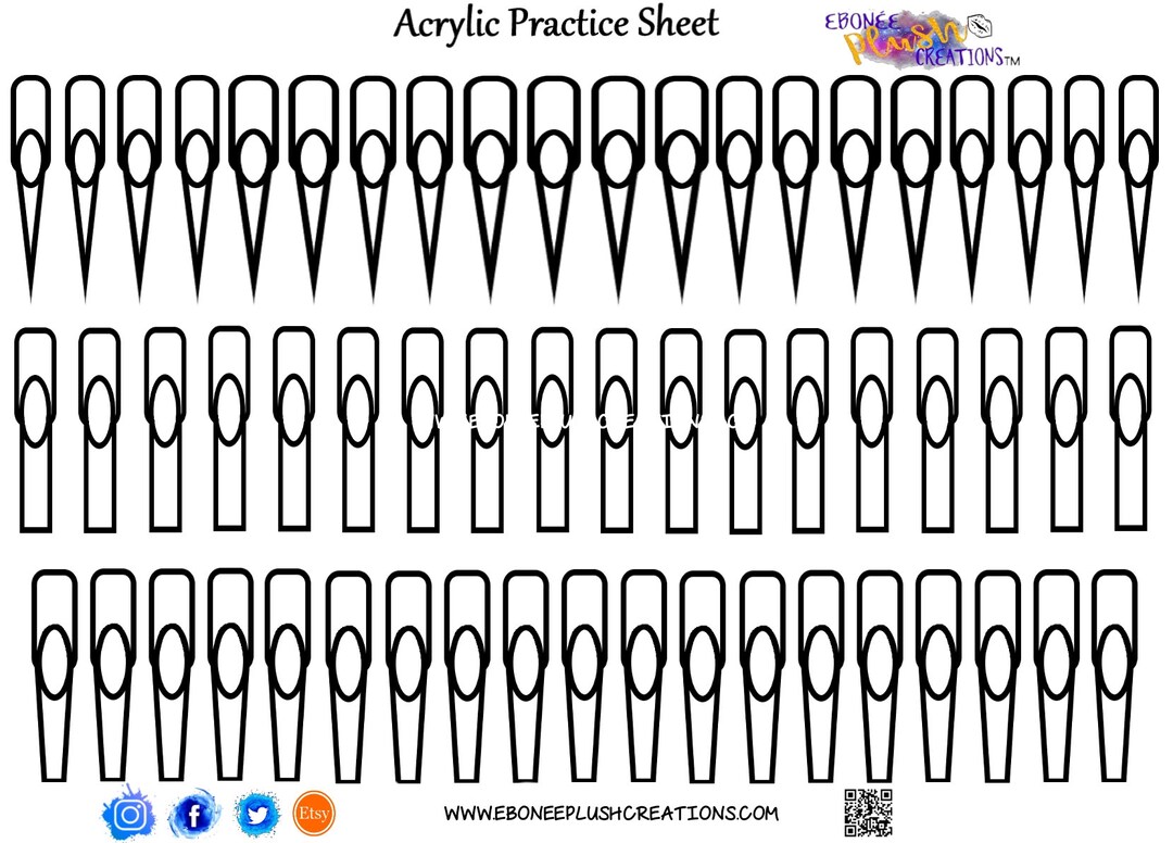 Acrylic Practice Sheet Long Nails digital Download Etsy