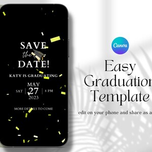 Graduation Save the Date Template for Texts, Canva Template, Save the Date Text message, Graduation Party Template, Animated Save the Date