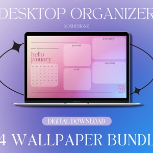 2023-2024 Bundle of 24 Gradient Aura Aesthetic & Trendy Wallpaper Desktop Organizer, Student Desktop Organizer, Desktop Organizer