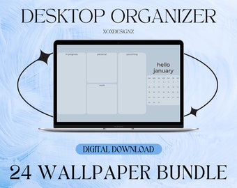 2023-2024 Bundle of 24 Minimalist & Trendy Wallpaper Desktop Organizer, Student Desktop Organizer, Desktop Organizer, Work Desktop Organizer