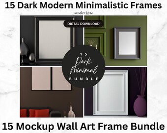 15 Wall Art Frame Mockup Bundle, Frame Mock Up Bundle, Modern Minimalist Aesthetic, Square Frame Mockup, 3D Rendered Decor, Frame Template
