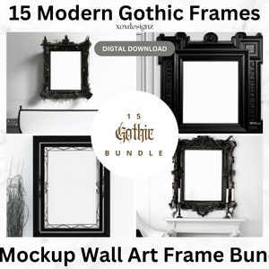 15 Wall Art Frame Mockup Bundle, Frame Mock Up Bundle, Modern Gothic Style, Square Frame Mockup, 3D Rendered Decor, Frame Template