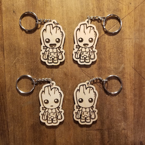 Baby Groot Wooden Keychains