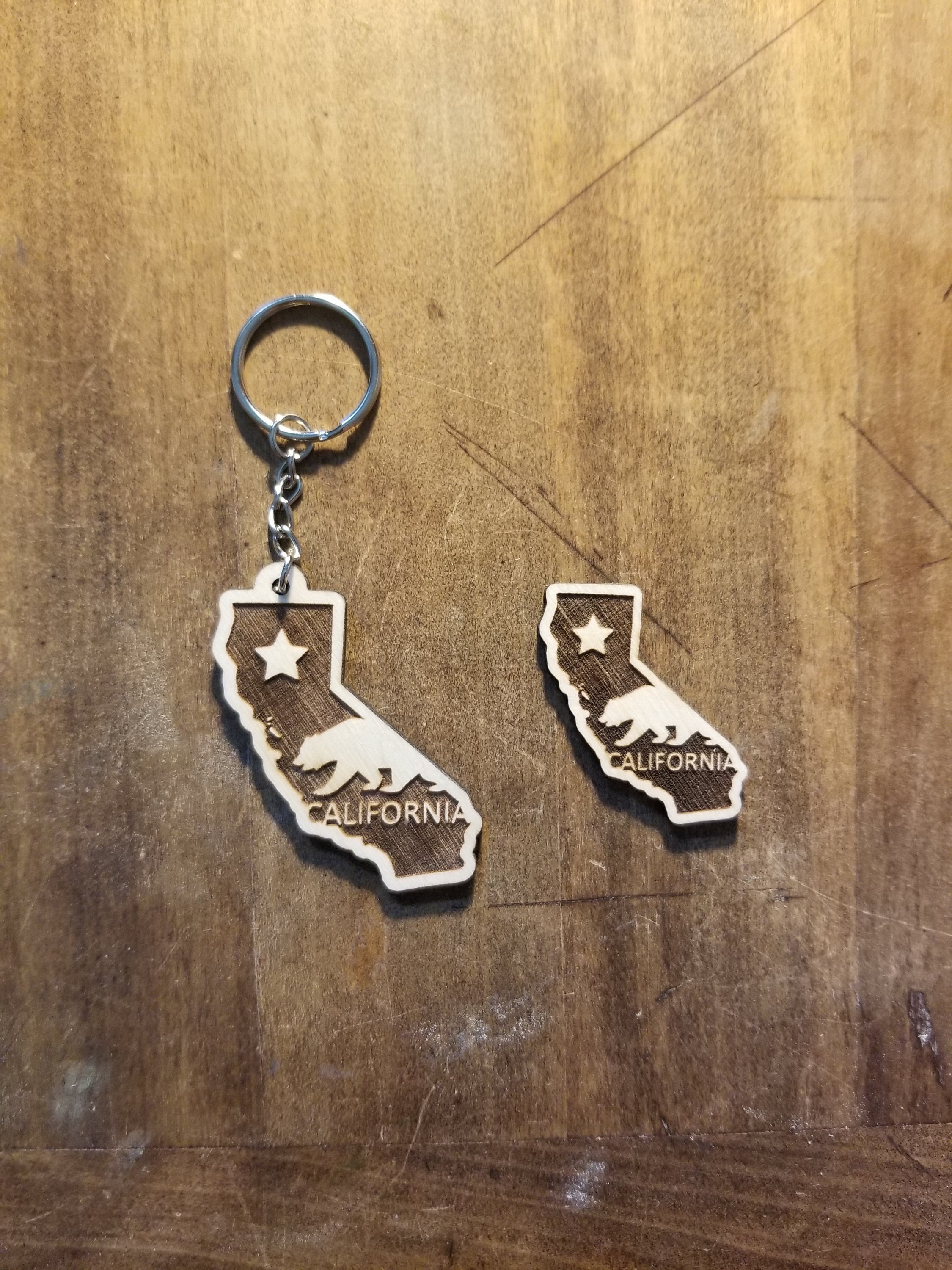 California Wooden Keychain or Pin - Etsy